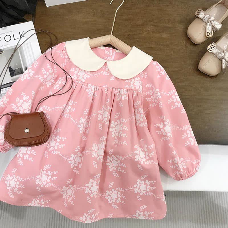 Toddler Vintage Flower Pastoral Style Dress - Pink - 10Y - image 5