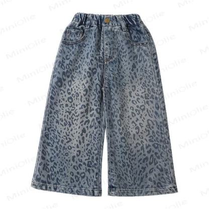 Toddler Leopard Print Denim Blue Pants - Blue - 7-9Y - image 10