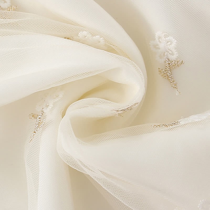 Toddler Embroidered Flower Tulle White Dress - image 6