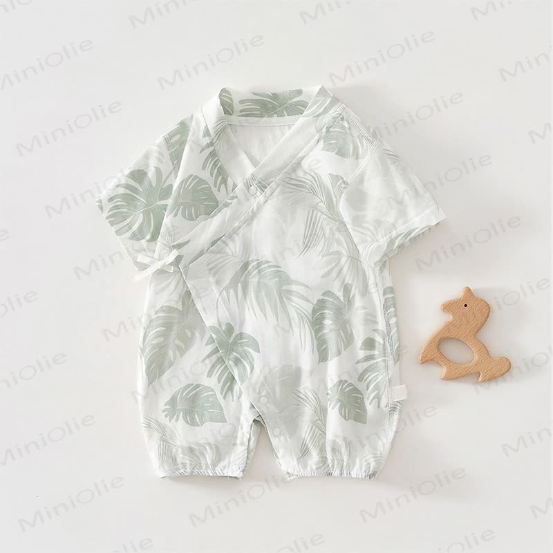 Baby White Animals Print Romper - White Leaf - 18-24M - image 7