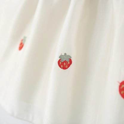 Baby Bunny Embroidered Strawberry Red Dress - image 6