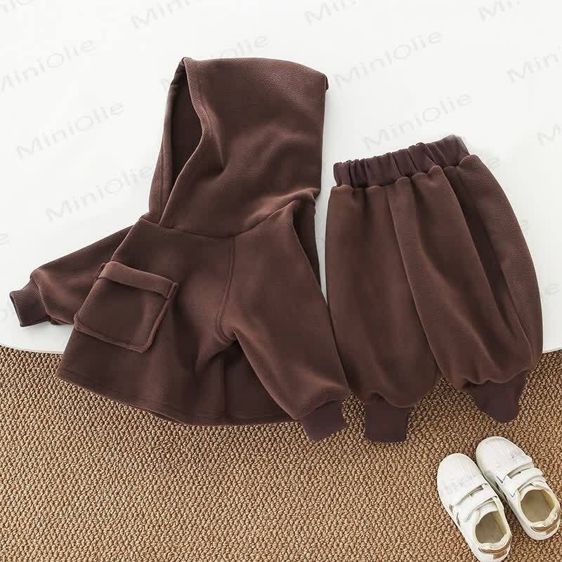 Toddler Kid Solid Color Fleece Lined 2-piece Set - image 3