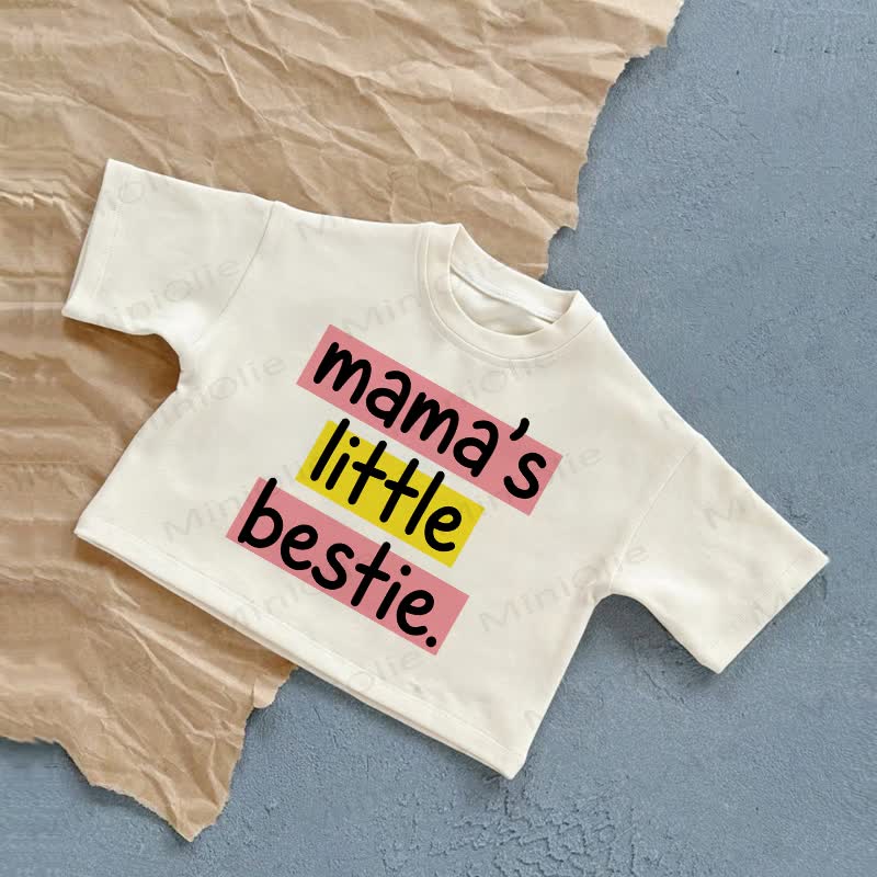 MAMA'S LITTLE BESTIE. Baby Slogan White Casual T-Shirt - White - 2-3T - image 1