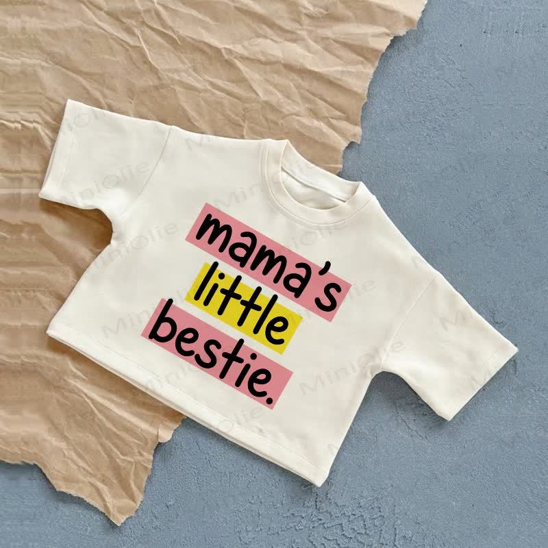 MAMA'S LITTLE BESTIE. Baby Slogan White Casual T-Shirt - White - 2-3T - image 1