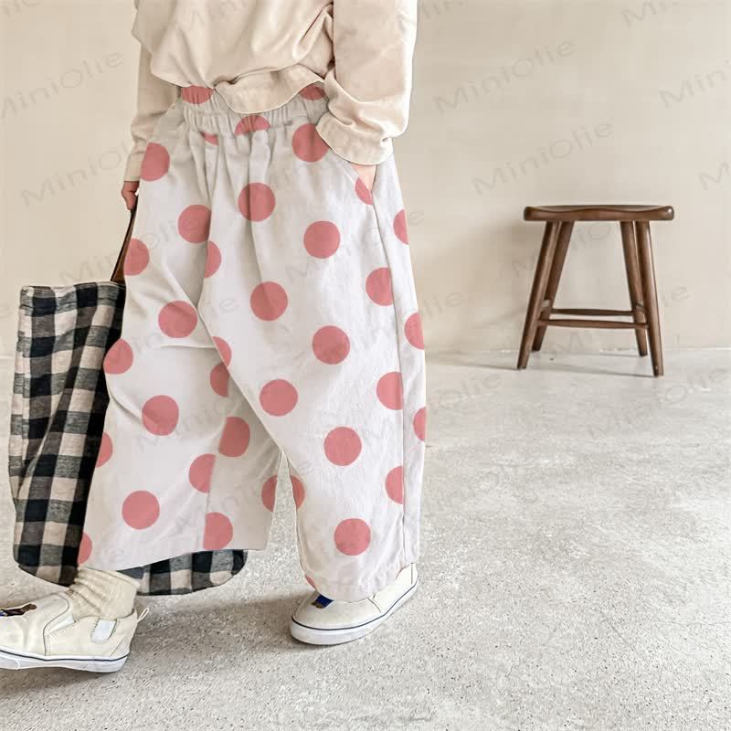 Baby Polka Dots Casual Pants - White - 2-3T - image 1