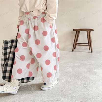 Baby Polka Dots Casual Pants - White - 2-3T - image 1
