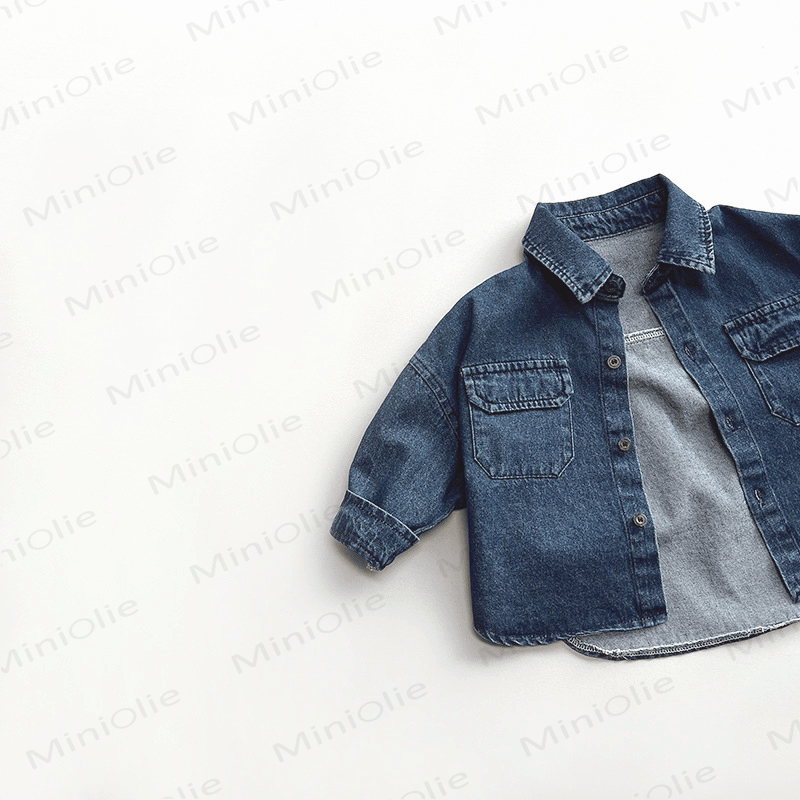Toddler Solid Color Lapel Denim Jacket - image 5