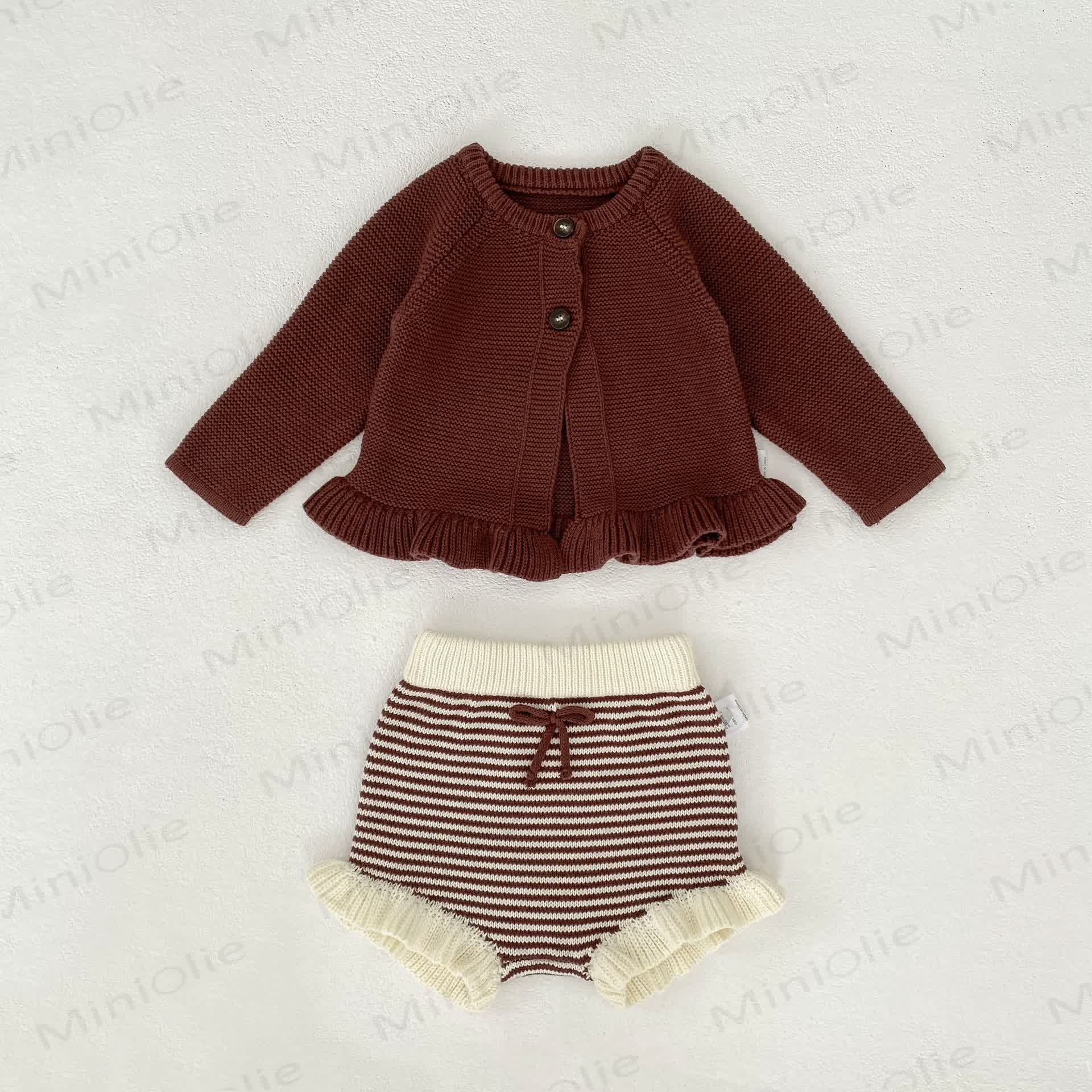 Baby Ruffled Cardigan/Striped Shorts - image 5