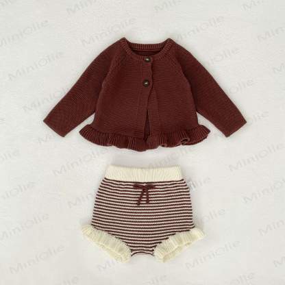 Baby Ruffled Cardigan/Striped Shorts - image 5