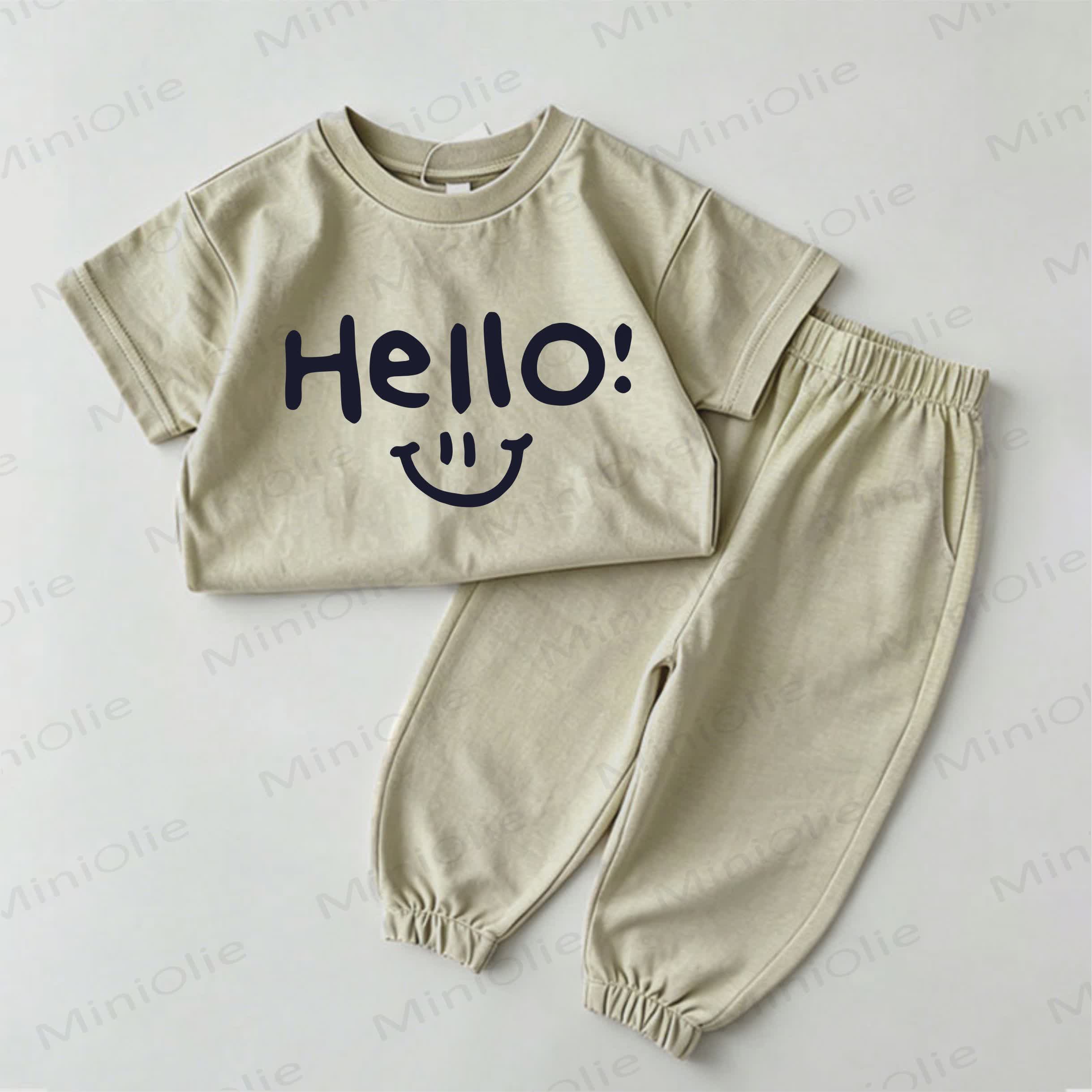 HELLO! Baby Green Tee and Pants 2-Piece Set - Green - 2-3T - image 1