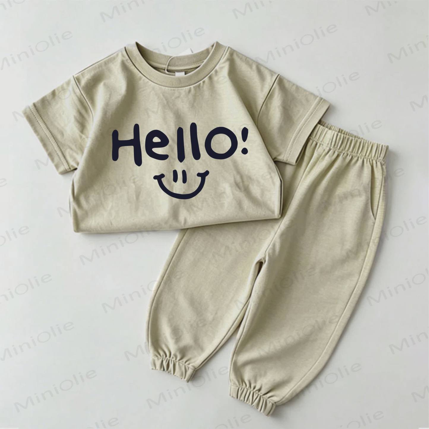 HELLO! Baby Green Tee and Pants 2-Piece Set - Green - 2-3T - image 1