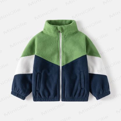 Toddler Color Block Fleece Zipper Coat - Green - 7-9T - image 3