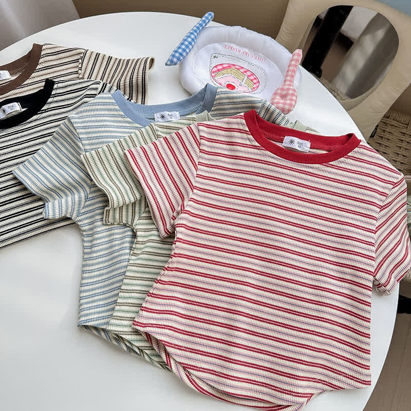 Kids Contrast Color Striped Base Layer T-Shirt - image 4
