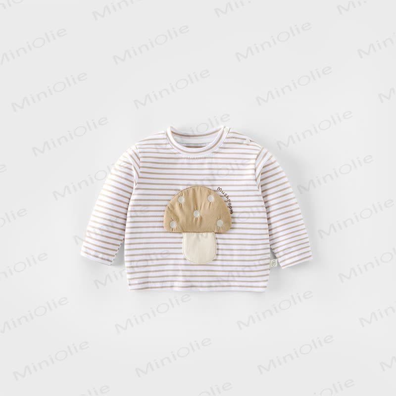 Baby Toddler Mushroom Patch T-Shirt - Khaki Striped - 5-7T - image 12