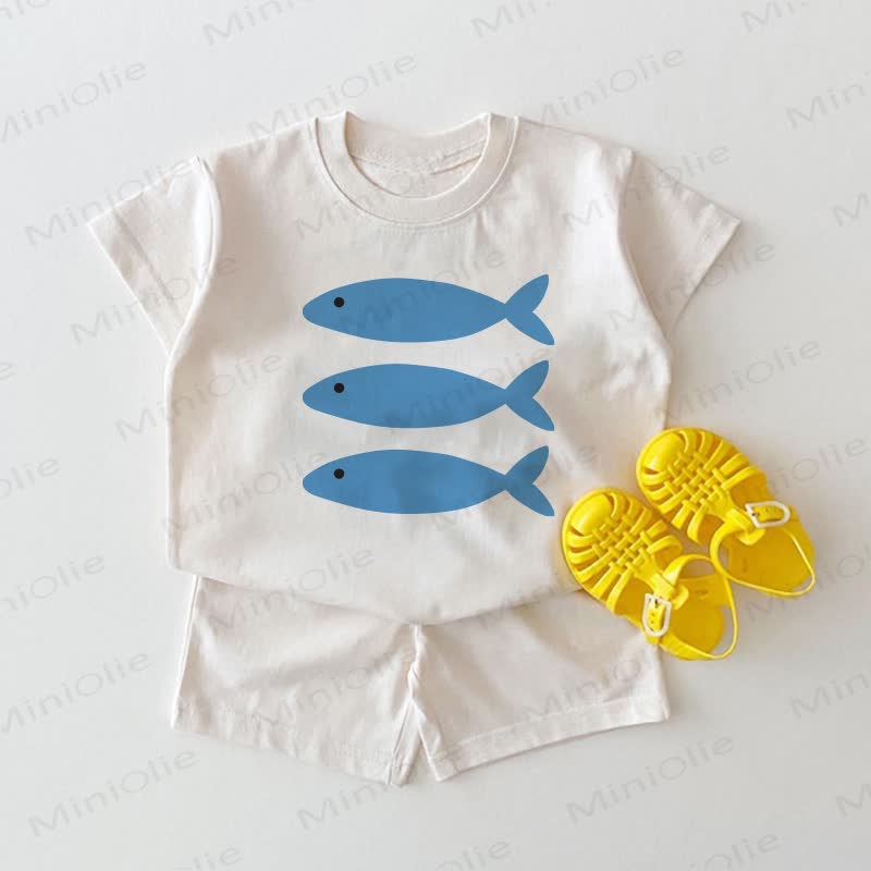 Baby Fish Print 2-piece White Set - White - 18-24M - image 1