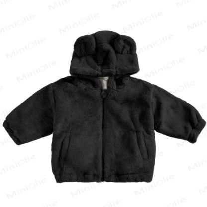 Toddler Solid Color Fleece Hooded Jacket - Black - 5T - image 16
