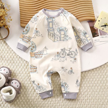 Baby Cute Animals Contrast Color Romper - Grey - 18-24M - image 5