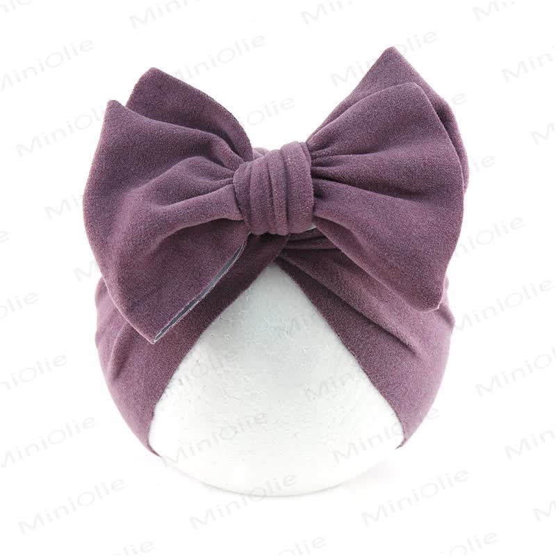 Baby Newborn Bow Solid Color Protector Hat - Purple - image 7