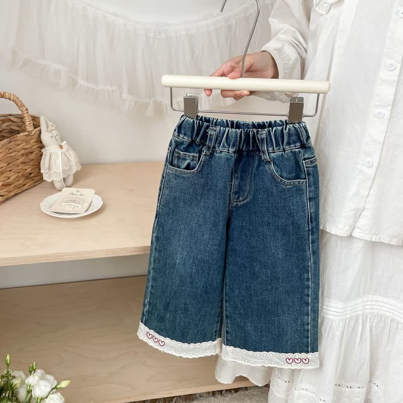 Toddler Heart Denim Lace Pants - image 3