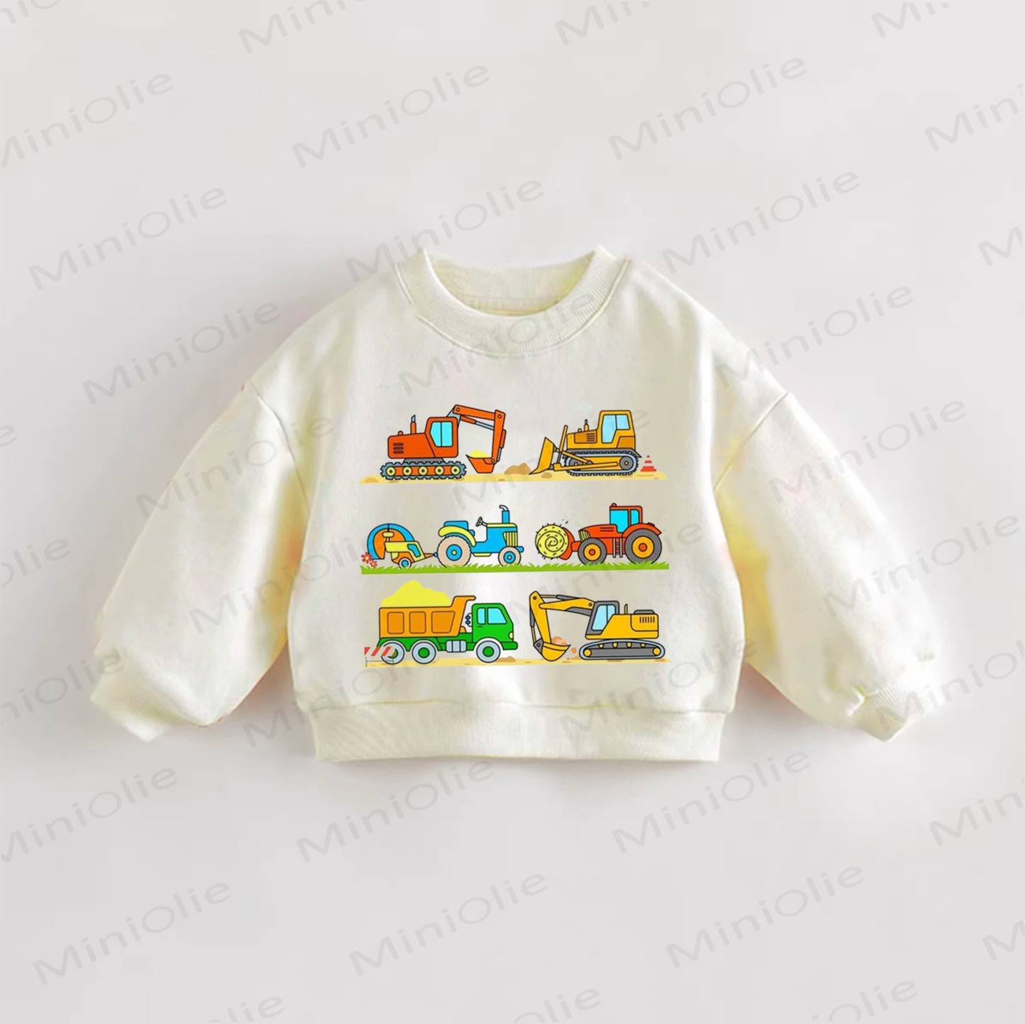 Baby Toddler Excavator Print Sweatshirt - Cream - 3-5T - image 1