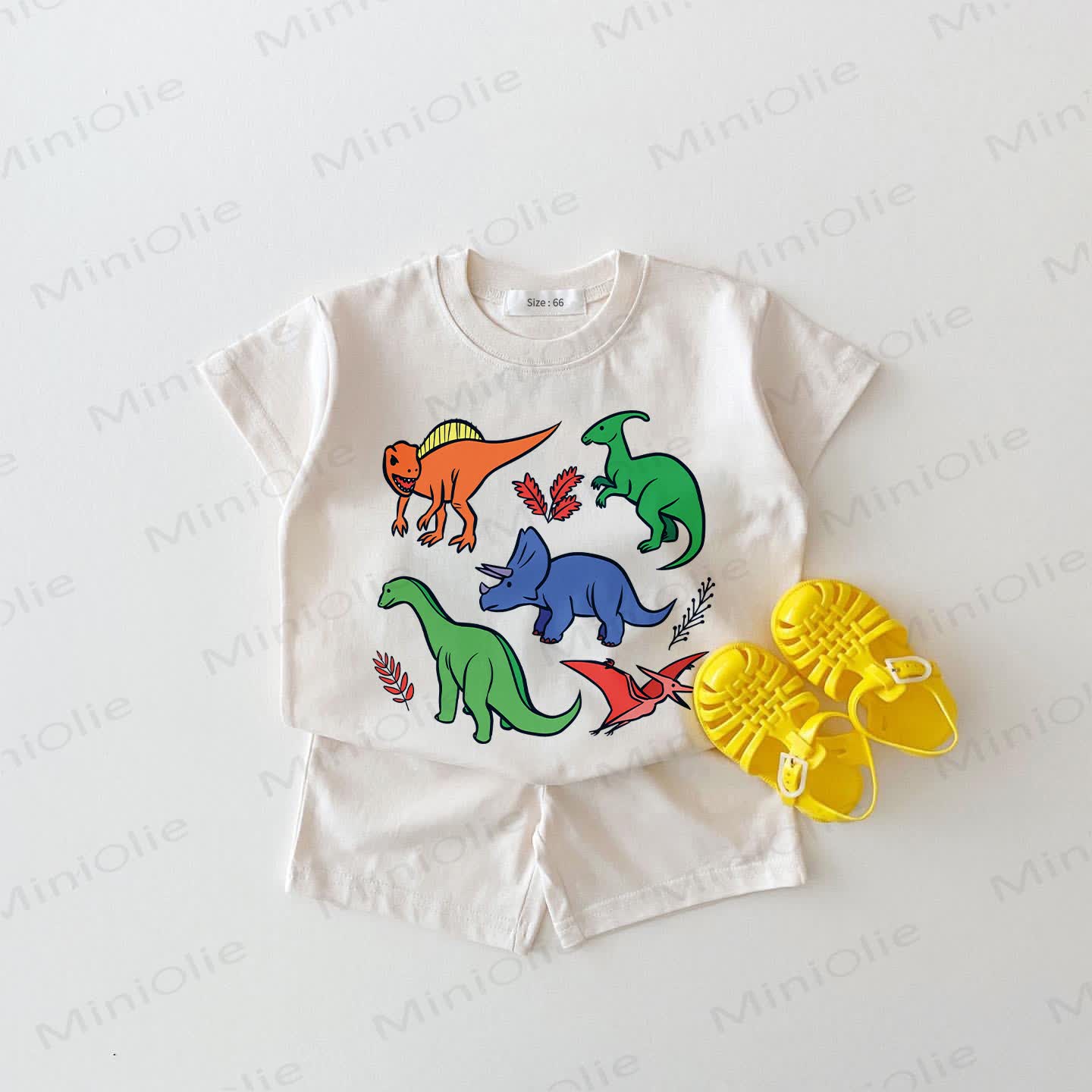 Baby Dino Print White 2-piece Set - White - 18-24M - image 1