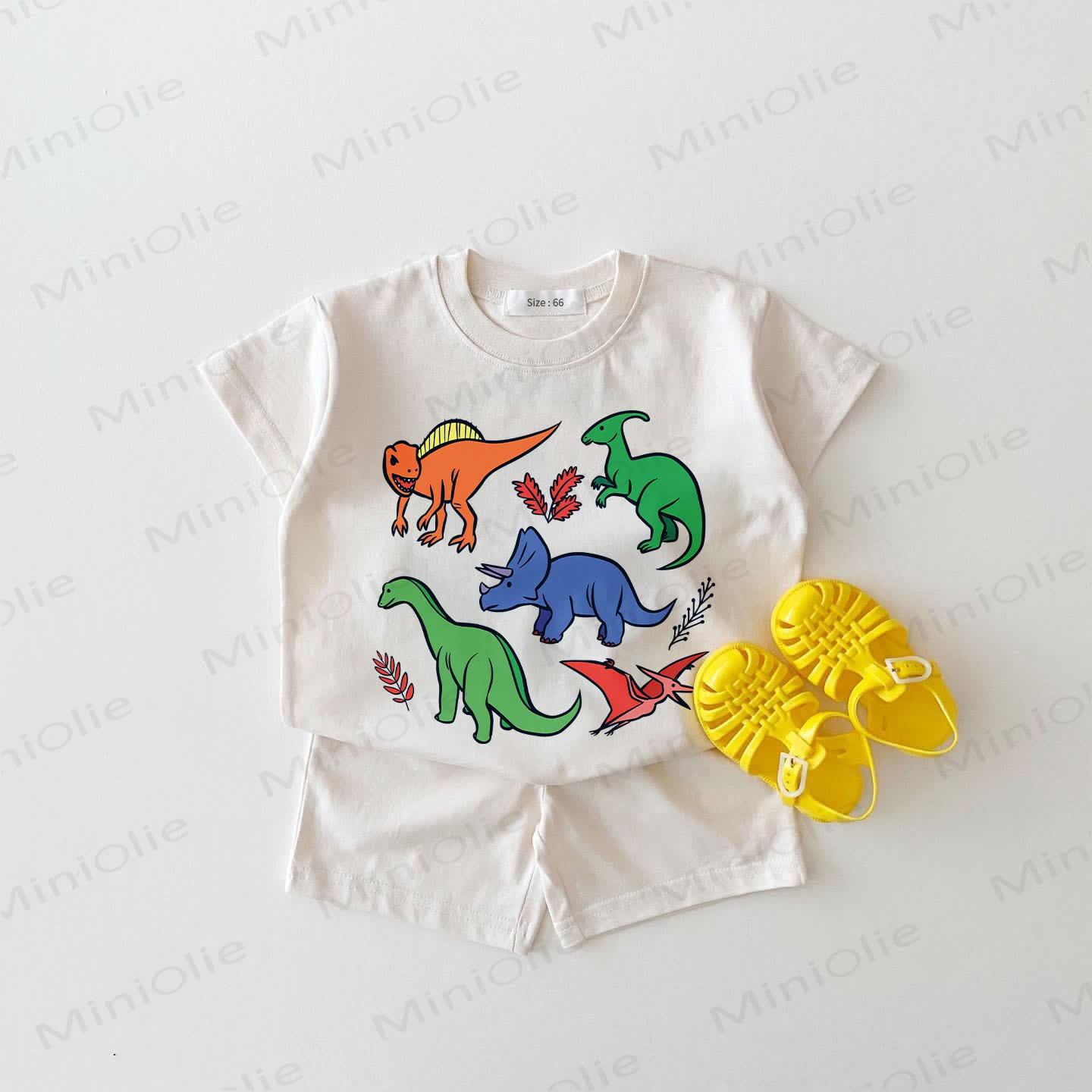 Baby Dino Print White 2-piece Set - White - 18-24M - image 1