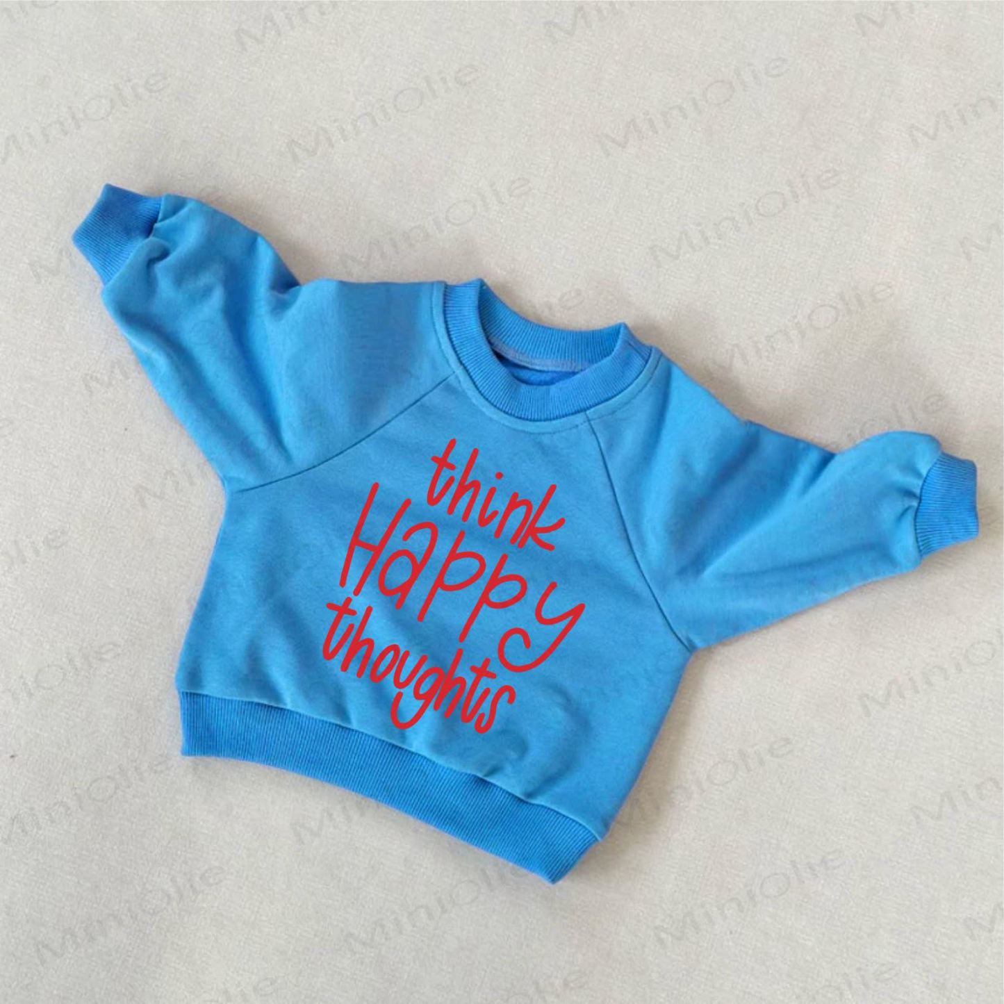 THINK HAPPY THOUGHT Baby Toddler Slogan Blue Sweatshirt - Blue - 3-5T - image 1