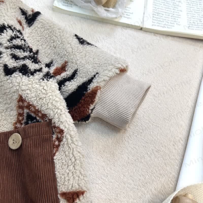 Baby Lamb Fleece Hooded Printed Romper - image 8