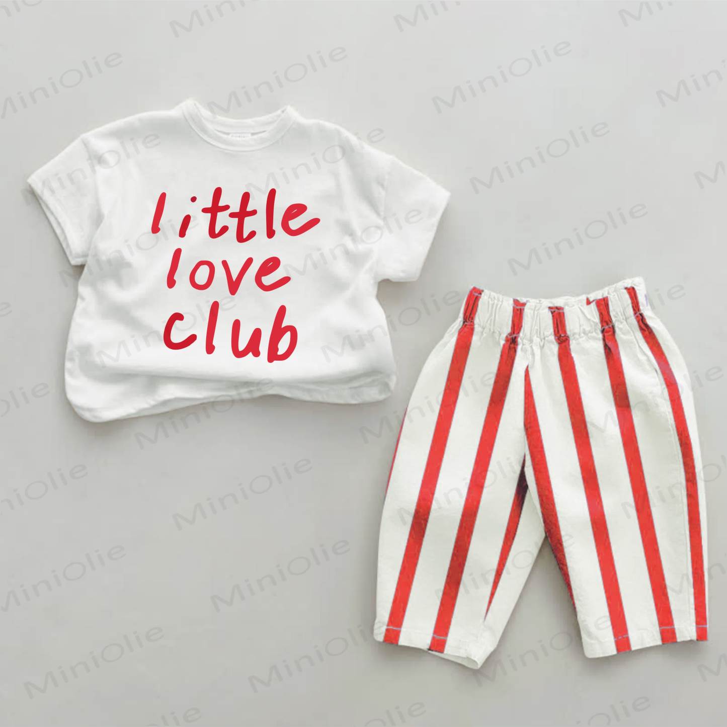 LITTLE LOVE CLUB Baby Slogan Red Striped 2-piece Set - White&Red - 2-3T - image 1
