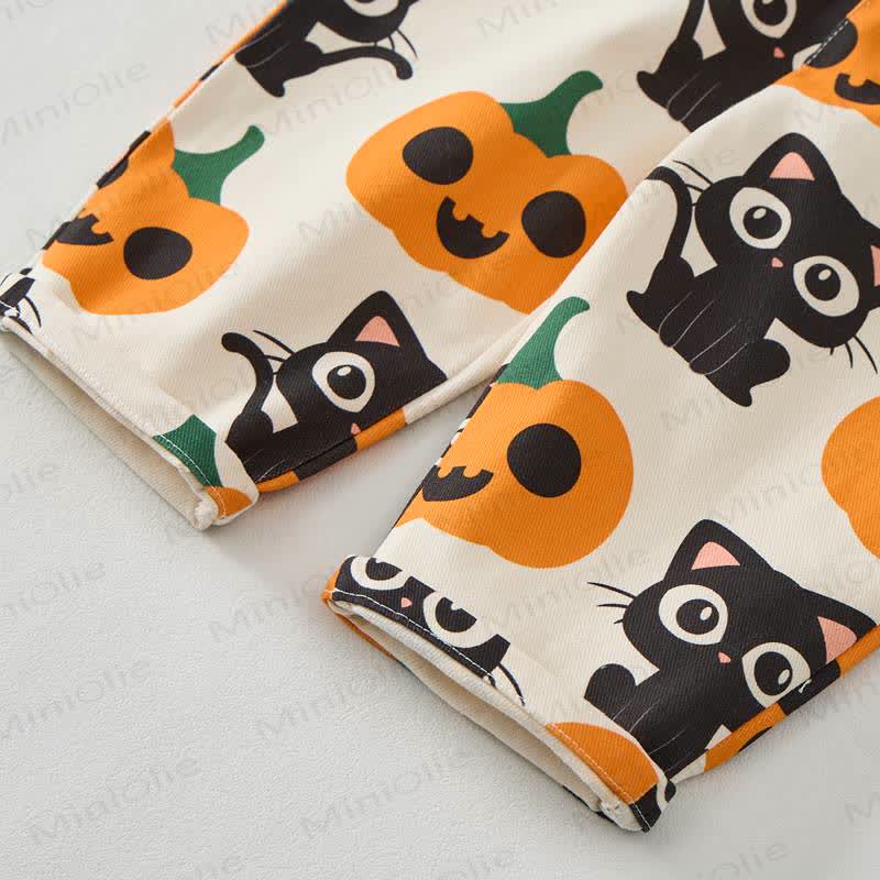 Baby Toddler Pumpkin Cat Print Overalls - image 8
