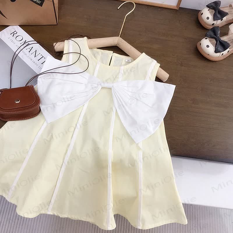 Toddler Sweet Bow Sleeveless Dress - Yellow - 10Y - image 5