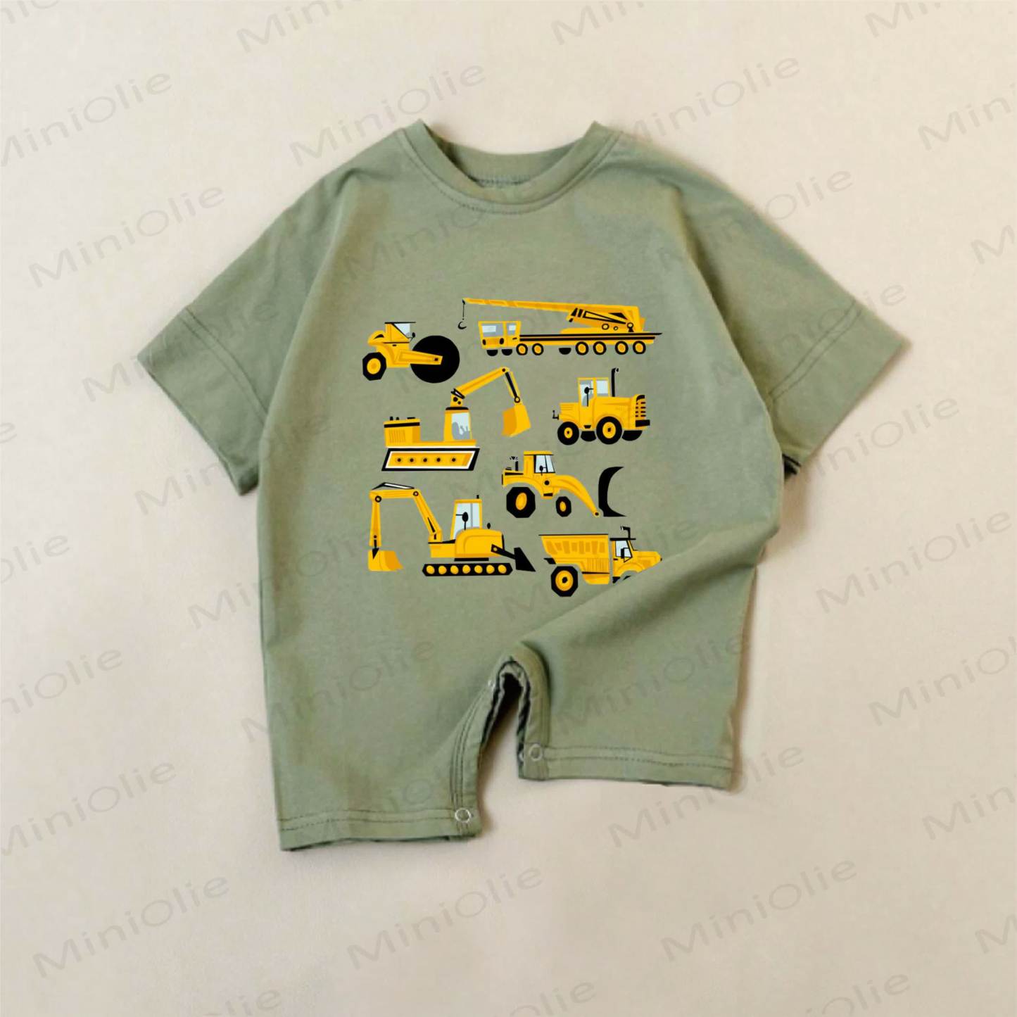 Baby Boys Green Excavator Print Romper - Green - 18-24M - image 1