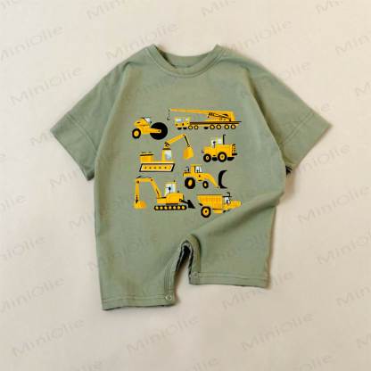 Baby Boys Green Excavator Print Romper - Green - 18-24M - image 1