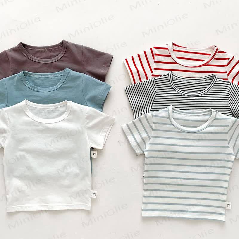 Baby Solid Color Striped Loose T-shirt - image 4