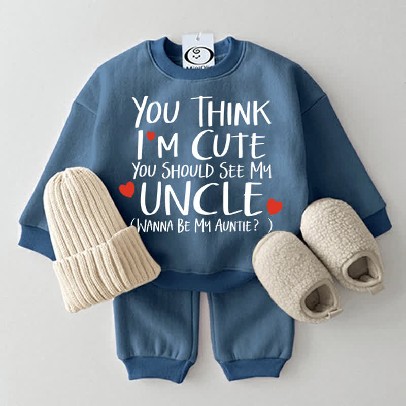 YOU THINK I'M CUTE YOU SHOULD SEE MY UNCLE WANNA BE MY AUNTIE Baby 2-piece Set - Blue - 2-3T - image 4