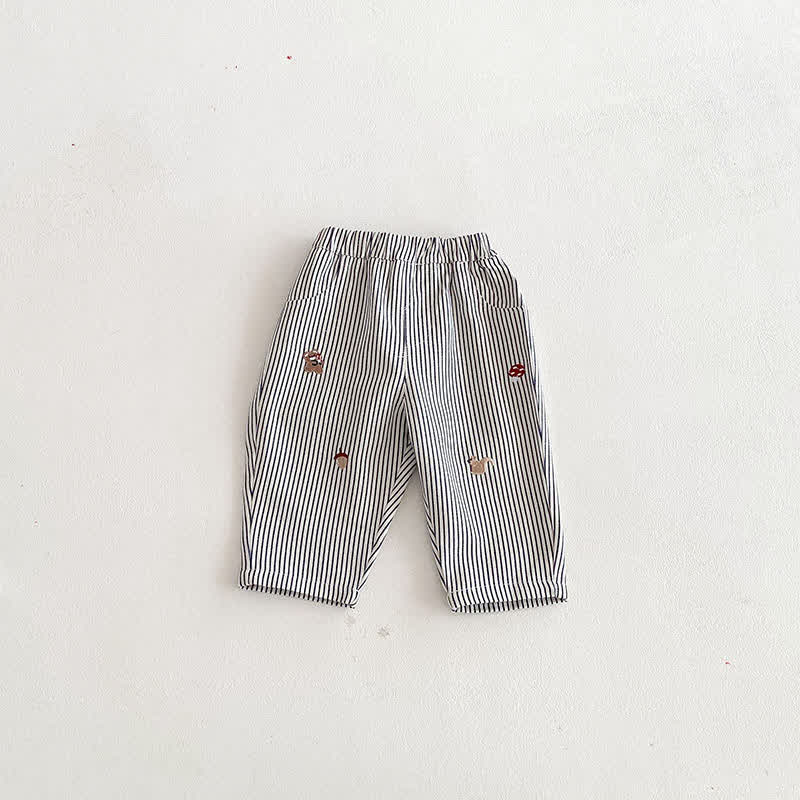 Baby Toddler Boy Squirrel Mushroom Denim Pants - Stripe - 3-5T - image 6