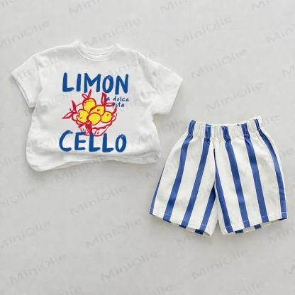 LIMON LA DOLCE VITA CELLO Baby Blue Vertical Striped 2-piece Shorts Set - White&Blue - 2-3T - image 1