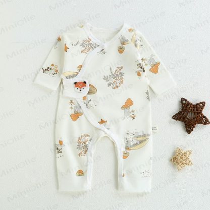 Baby Newborn Fox Kimono Seamless Romper - White - 3-6M - image 1