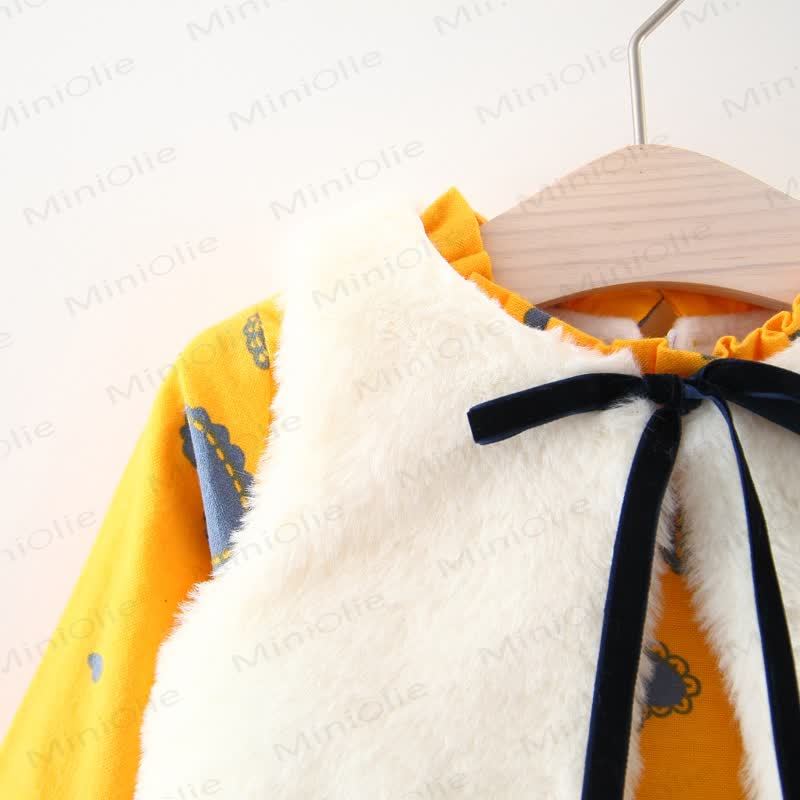 Baby Girl Fleece Bow Bunny Dress - image 3