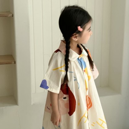 Toddler Beige Polo Cartoonish Girl Dress - image 10