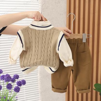 B Baby Toddler Boy Plaid 3-piece Set - image 9