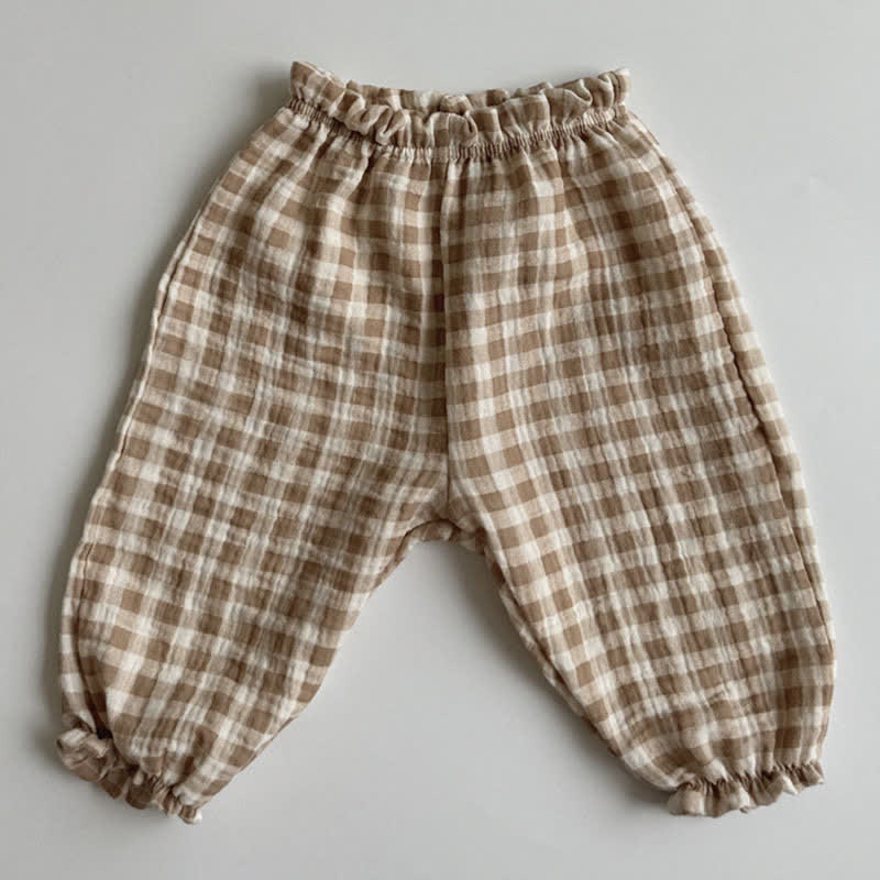MINI PAUL Linen Long Brown Toddler Boy Pants, Kids Trousers