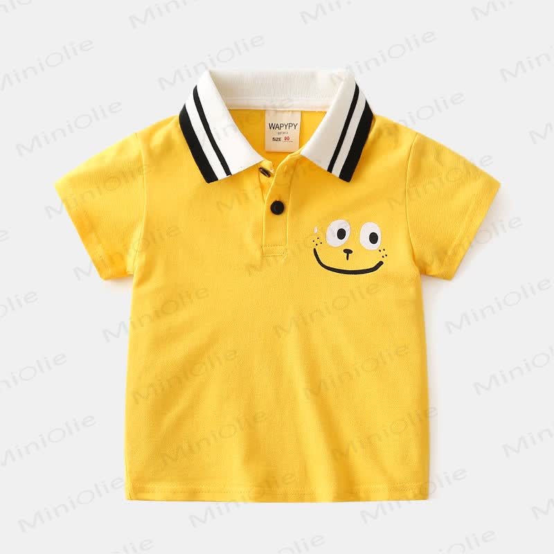 Kid Boy Smile Face Polo Shirt - Yellow - 8Y - image 4