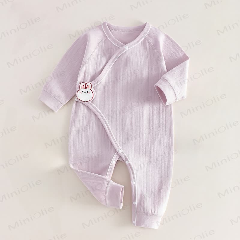 Baby Solid Color Animal Velcro Romper - Purple - 6-12M - image 4