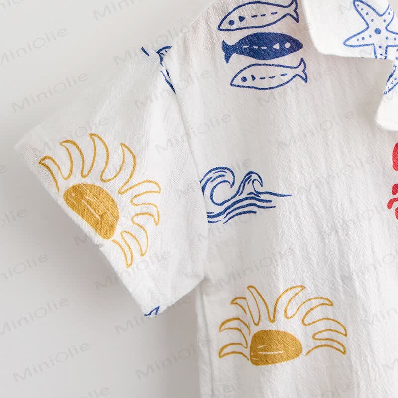 Baby Toddler White Ocean Shirt and Shorts 2-piece Set - image 5