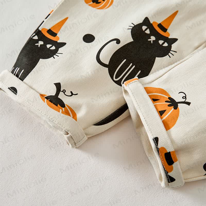 Baby Toddler Cat Pumpkin Print Overalls - image 5