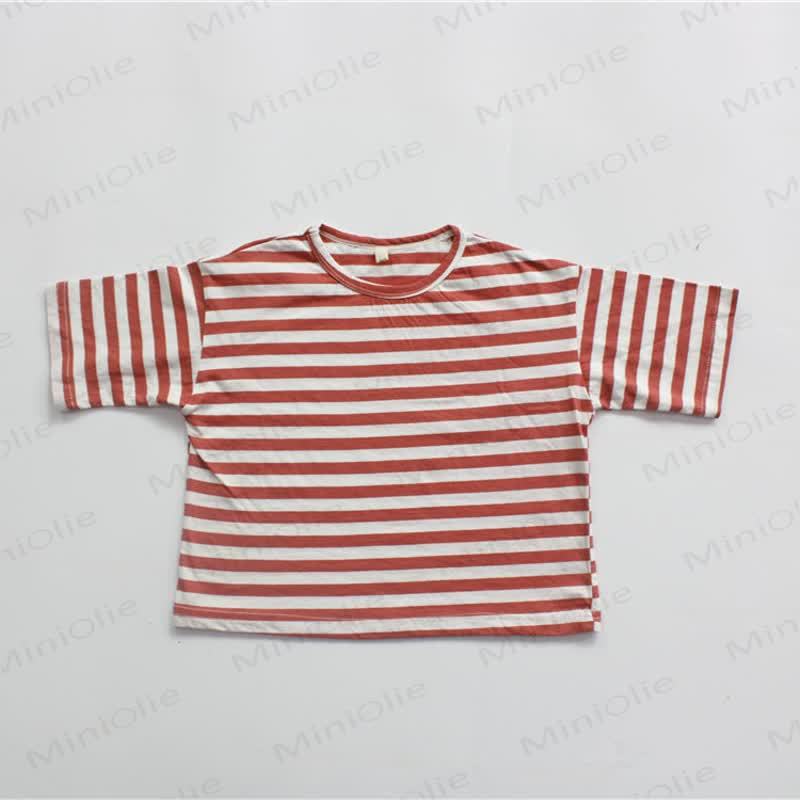 Kid Loose Striped Half-sleeved T-Shirt - Red - 10Y - image 9