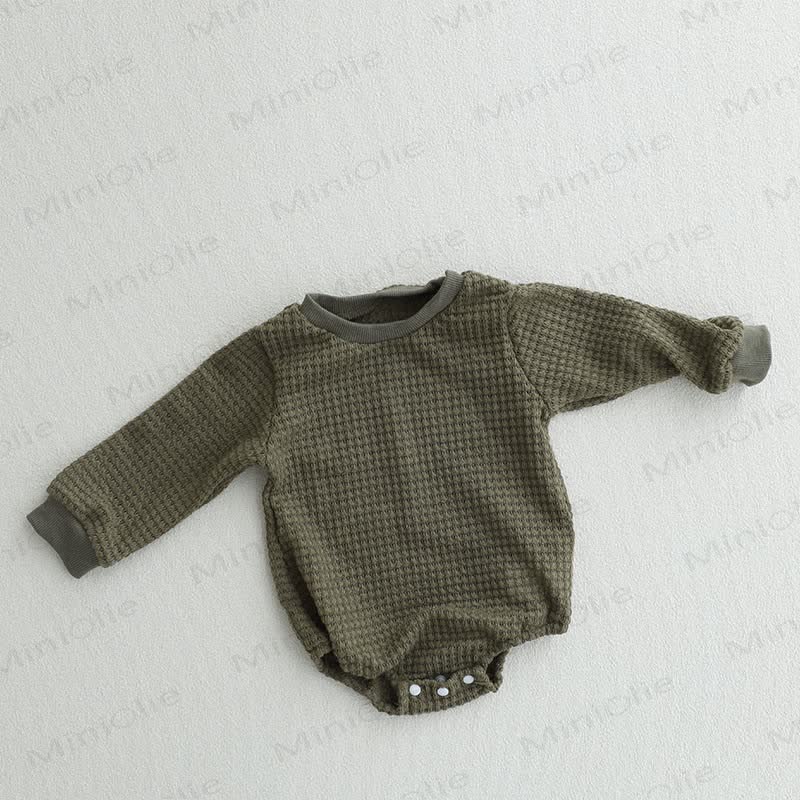  Baby Waffle Solid Color Bodysuit - Green - 12-18M - image 3
