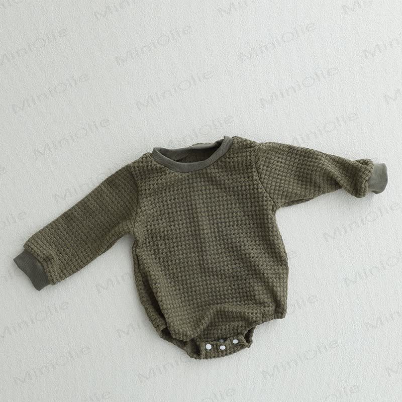  Baby Waffle Solid Color Bodysuit - Green - 12-18M - image 3