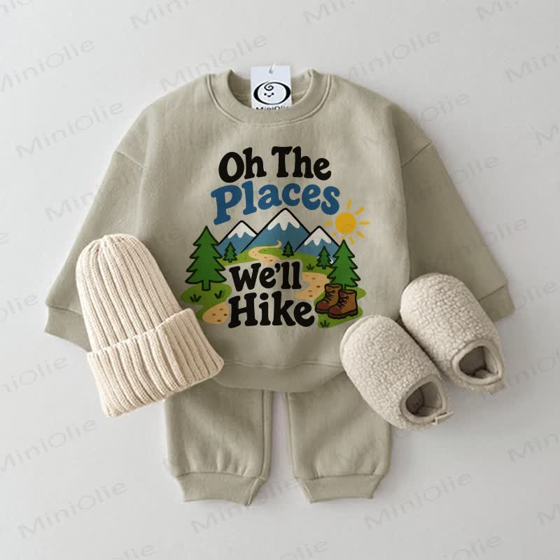 OH THE PLACES WE'LL HIKE Baby Toddler Peak Sweatshirt 2-piece Set - Grey Green - 2-3T - image 3